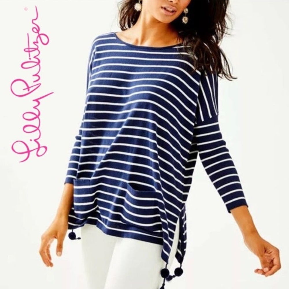 Lilly Pulitzer Elba Sweater True Navy Stripe NWOT